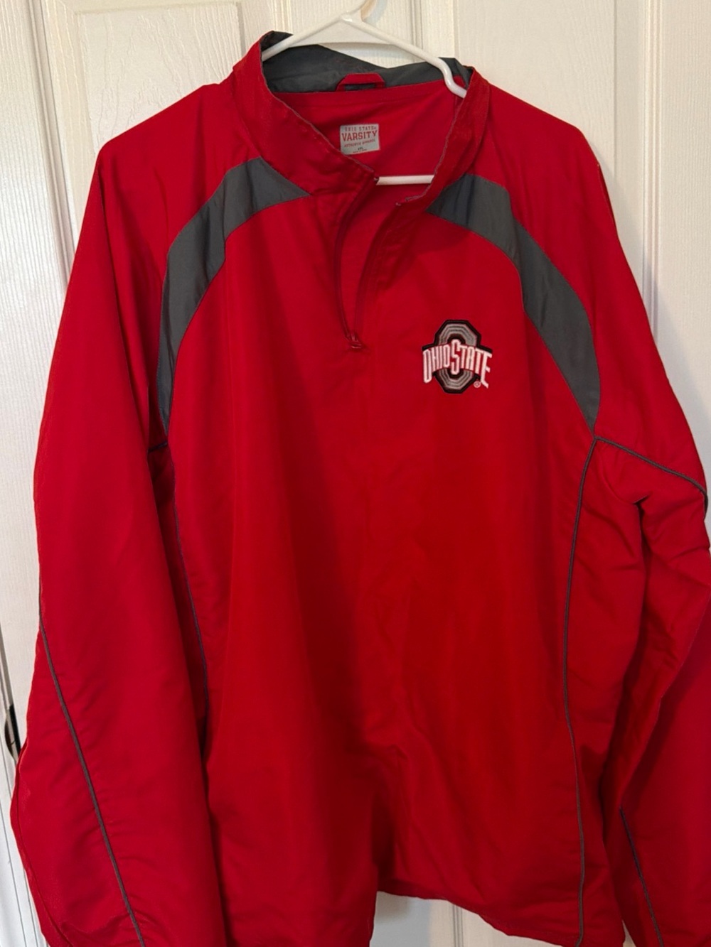 Ohio State Red Pullover Puffer Jacket with Gray Accents